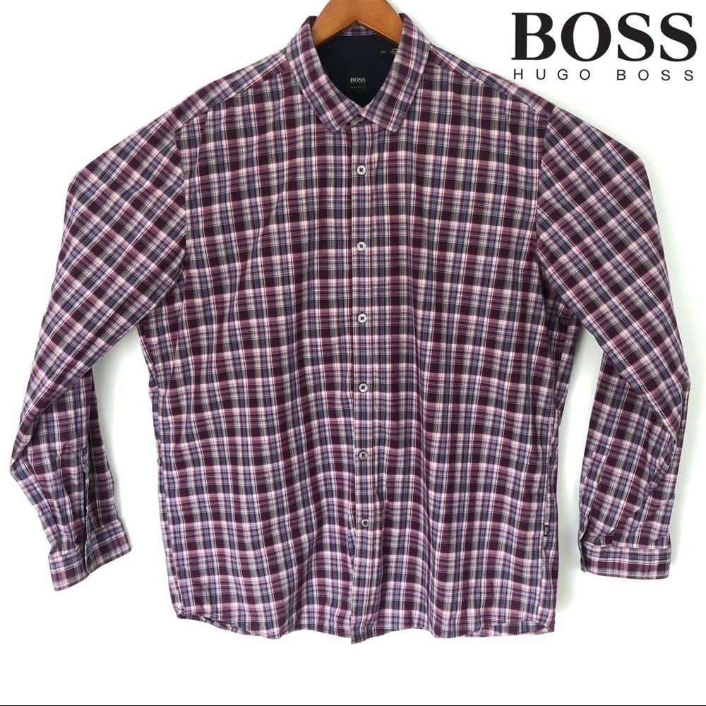 Plaid Longsleeve Purple button-down dress shirt